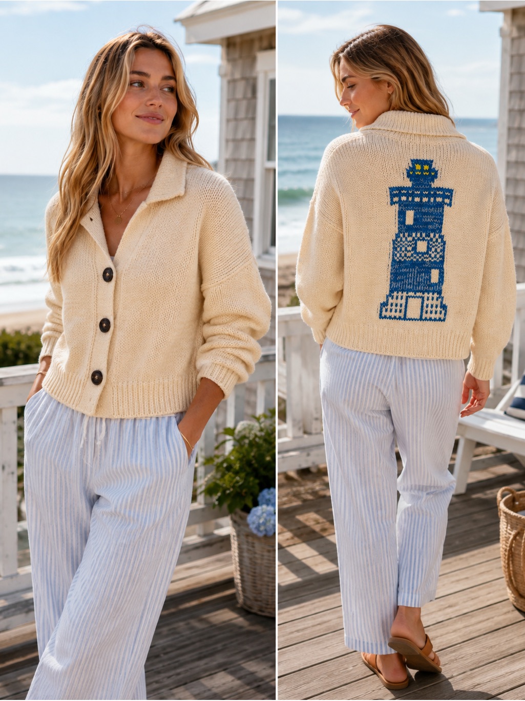 Anthropologie Maeve Collared Lighthouse Sweater- Nwt -Xs (Cottage Core/Preppy)